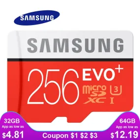 SAMSUNG Memory Card Micro SD 256GB 32GB 64GB 128GB 512G SDHC SDXC Grade EVO  Class 10 C10 UHS TF SD Cards Trans Flash Microsd