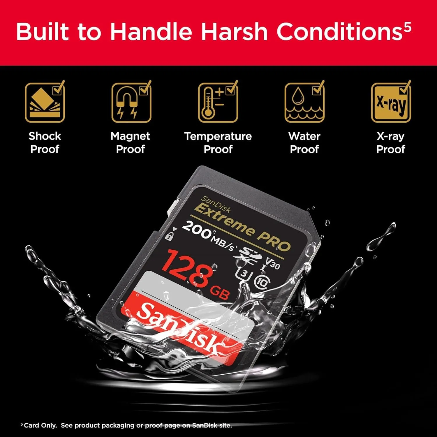 SanDisk 128GB Extreme PRO SDXC card   RescuePRO Deluxe, up to 200MB/s, UHS-I, Class 10, U3, V30
