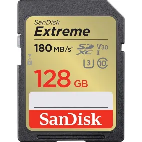 SanDisk 128GB Extreme SDXC card   RescuePro Deluxe up to 180 MB/s UHS-I Class 10 U3 V30