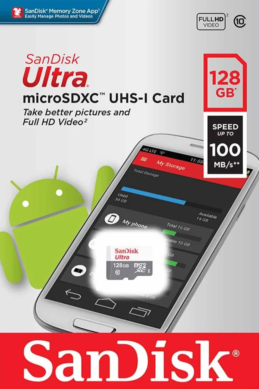 SanDisk 128GB Ultra microSDHC™/microSDXC™ UHS-I Card SDSQUNR-128G-GN3MA 772-4367