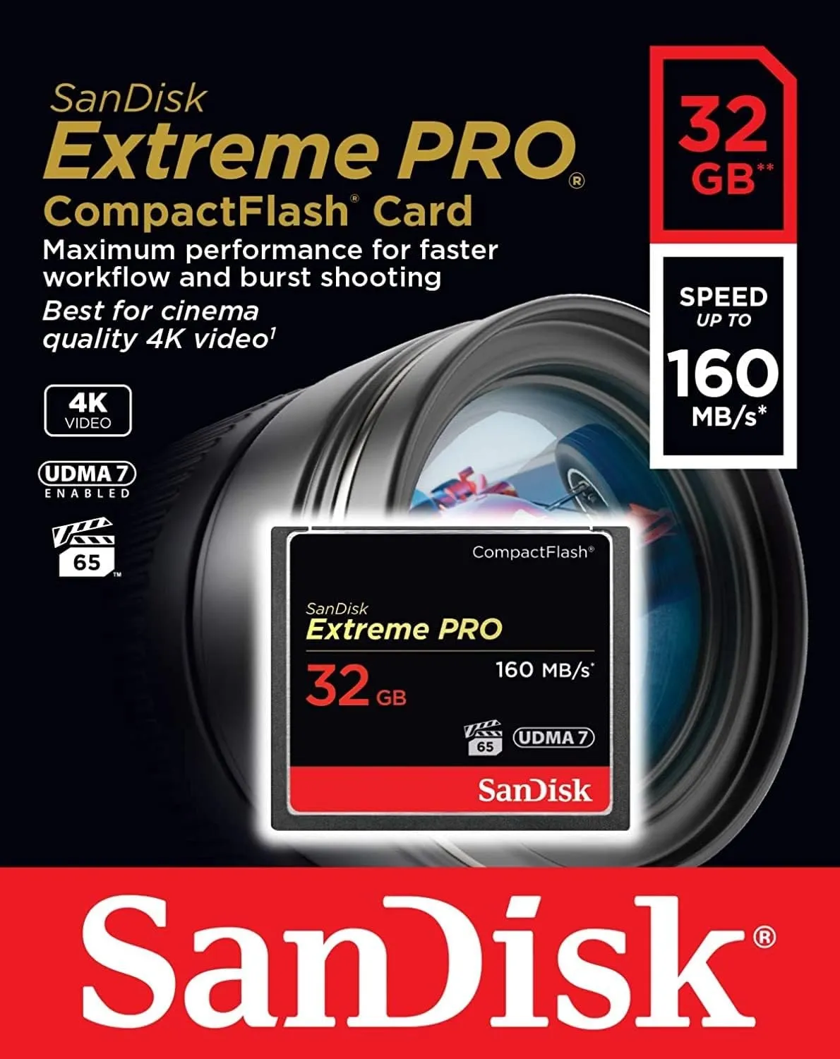 SanDisk 32GB EXTREME PRO CompactFlash (160R/160W MB/s) SDCFXPS-032G-X46 772-3249