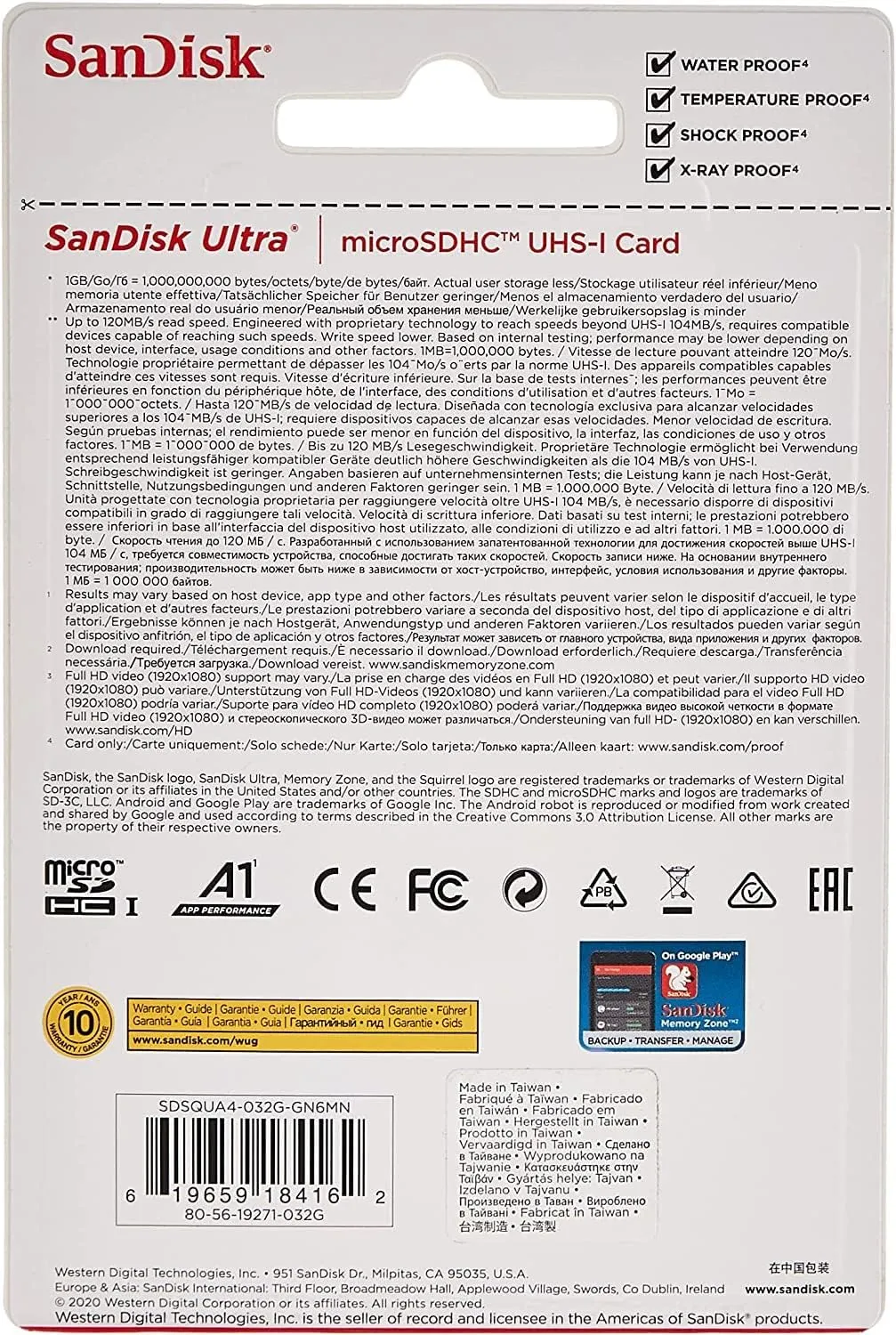 SanDisk 32GB Ultra microSDHC (A1, CL10, 120MB/s) SDSQUA4-032G-GN6MN 772-4377