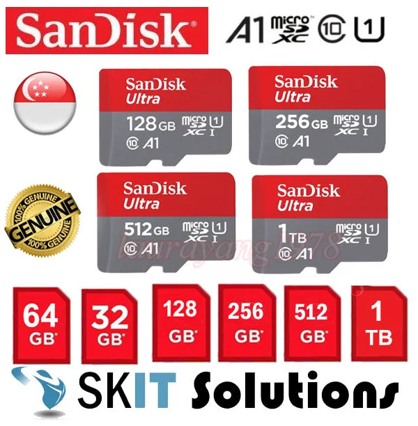 Sandisk Ultra MicroSD Memory Card 32GB 64GB 128GB 256GB 512GB 1TB