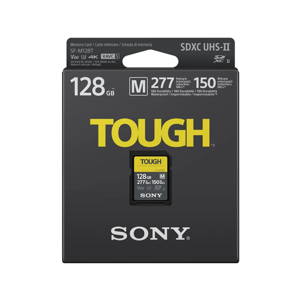 Sony 64GB/128GB SF-M TOUGH SDXC UHS-II V60 Class SD Memory Card with 277 MB/s Read and 60MB/s Write Speed for DSLR, SLR, Mirrorless, Video Camera | SFM64T/T1, SF-M128T/T1