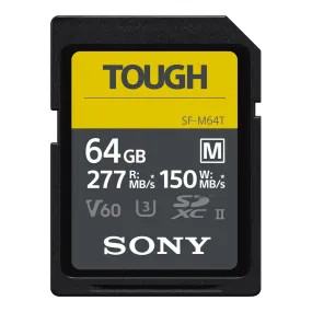 Sony 64GB/128GB SF-M TOUGH SDXC UHS-II V60 Class SD Memory Card with 277 MB/s Read and 60MB/s Write Speed for DSLR, SLR, Mirrorless, Video Camera | SFM64T/T1, SF-M128T/T1