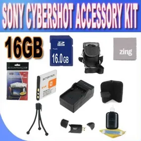 Sony Cyber-Shot Dsc-w510/w530/560/570 16GB Accessory Kit (16GB SDHC Card  Extended Life Battery  Rapid Charger   Memory Card Wallet  Accessory Kit)