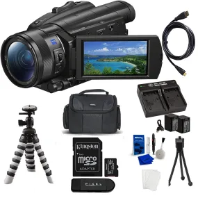 Sony FDR-AX700 4K Video Camera with 2X Battery   AC/DC Charger   128GB SDXC Card   Gadget Bag   Flexible Tripod   More  AX700 Camcorder