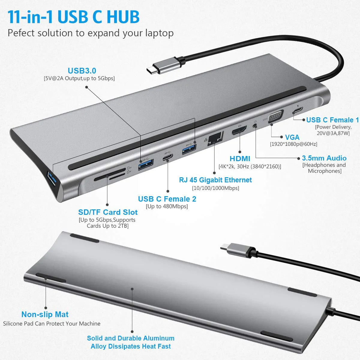 TYPE-C 11-in-1 Multifunctional Docking Station Cross-Border Supply Type C to HDMI HD Hub