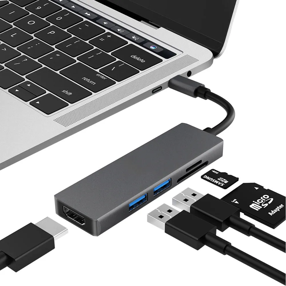 Type-c Docking Station USB3.0 Converter 4K MacBook to HDMI Hub 5-in-1 Card Reader