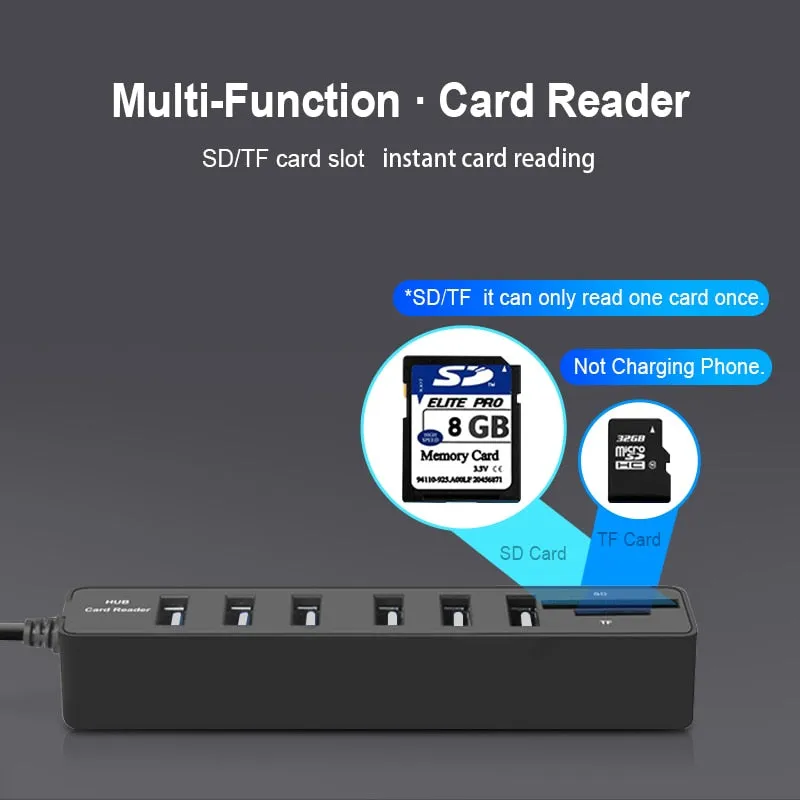 USB Hub 3.0 Multi USB 3.0 Hub USB Splitter High Speed 3 / 6 Ports Hab TF SD Card Reader All In One For PC Computer Accessories